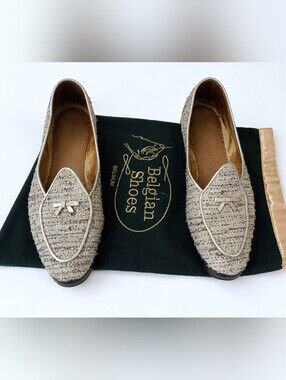 Belgian Shoes Discontinued Glam Slam- Women's Midinette Silver Tweed 8W